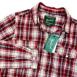 Woolrich NWT Women’s XS Red Plaid Mercer Pearl Snap Flannel Shirt